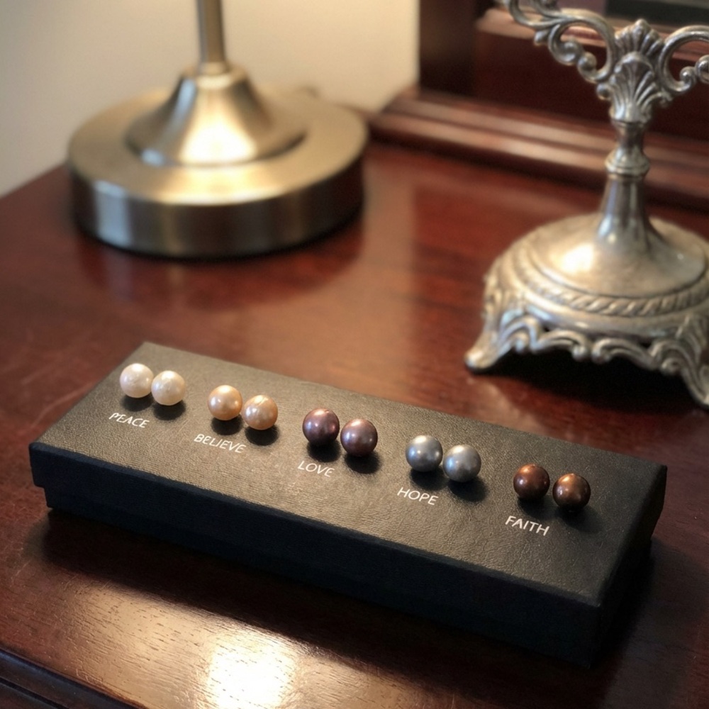 Genuine Freshwater Pearl Studs | 5-Pair Set
